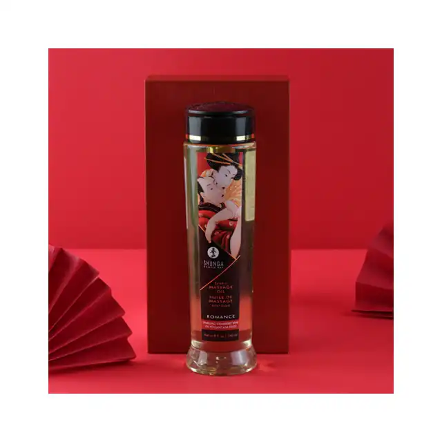 Shunga - Massage Oil Romance Strawberry Wine 240 ml. Luksusowy olejek do masażu o zapachu truskawki i szampana