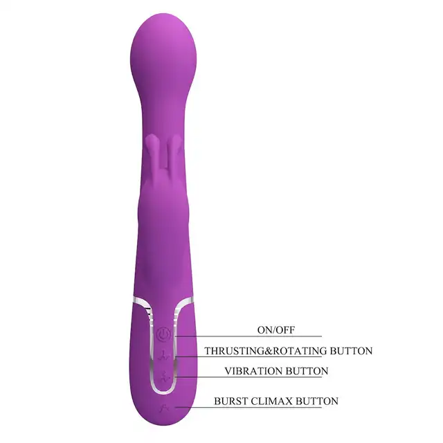 Pretty Love - Dejon Purple. Ruchomy wibrator z obrotowymi kulkami, stymulator łechtaczki i okrągła główka z ruchem posuwistym