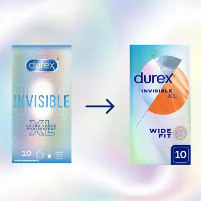 Durex - Invisible Extra Large 10szt. Ultra cienkie prezerwatywy o powiększonej średnicy, dla bliższego kontaktu z partnerem