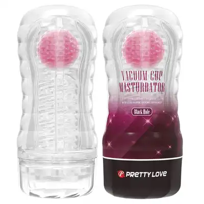 Pretty Love - Vacuum Cup Black Hole. Poręczny masturbator o wyjątkowym żebrowaniu, ruchoma kulka w środku
