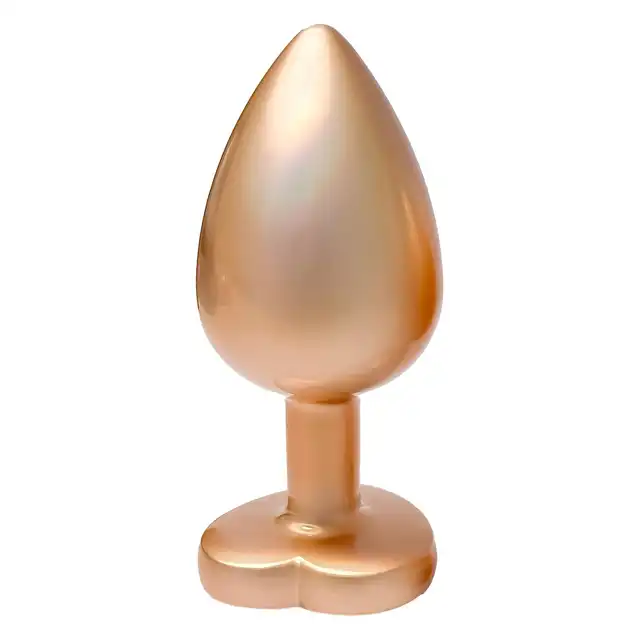 Dream Toys - Gleaming Love Pearl Gold Plug Large. Złoty elegancki korek analny o dużym rozmiarze z kryształkiem w kształcie serca