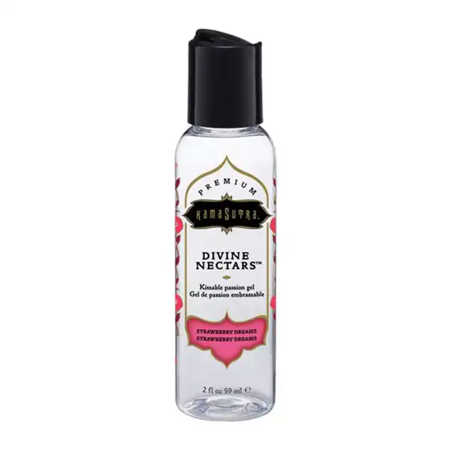 Kamasutra - Divine Nectar Body Glide Strawberry Dreams 59 ml. Wodny lubrykant o smaku soczystych truskawek od renomowanej marki. Skosztuj raju!