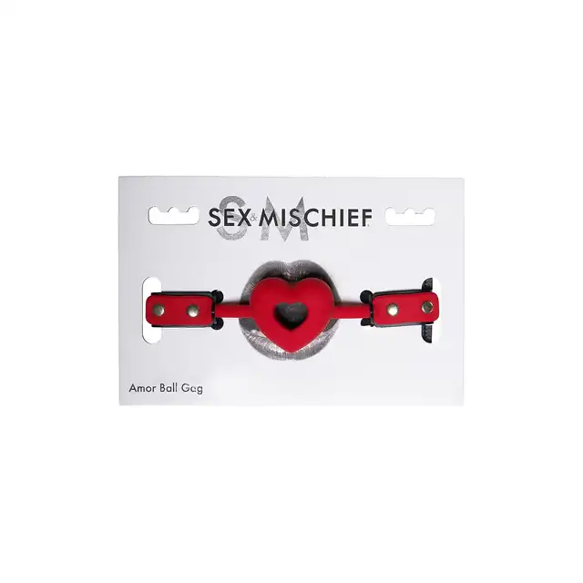 Sportsheets - SM Amour Ball Gag Red. Oddychający knebel kulkowy w kształcie serca dla miłośników BDSM