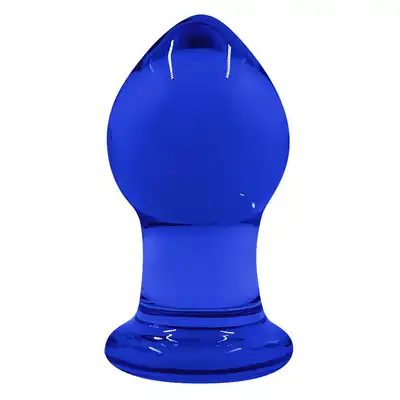 Cristal - Small Glass Plug Blue. Niebieski korek z borokrzemowego szkła, idealny do zabaw temperaturowych