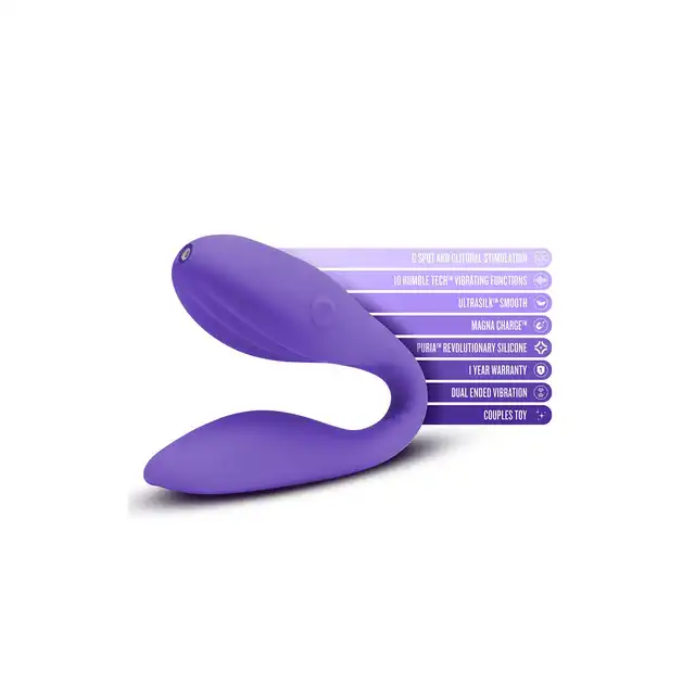 Wellness - Duo Purple. Wszechstronny wibrator dla par, intensywna stymulacja solo i w parze, elastyczny korpus i mocne wibracje