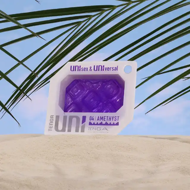 Tenga - Uni Amesthyst Sleeve. Stymulująca nakładka z wypustkami do łechtaczki i penisa, produkt unisex