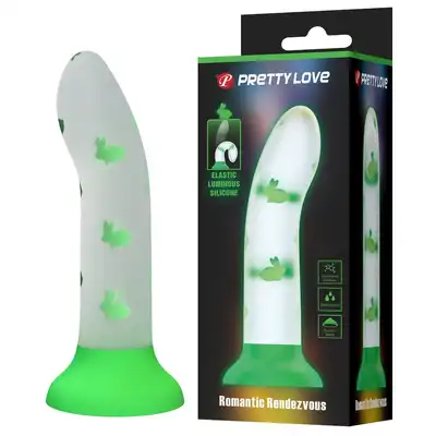Pretty Love - Romantic Rendezvous. Realistyczne dildo z przyssawką i elementami świecącymi w ciemności, zielone króliczki