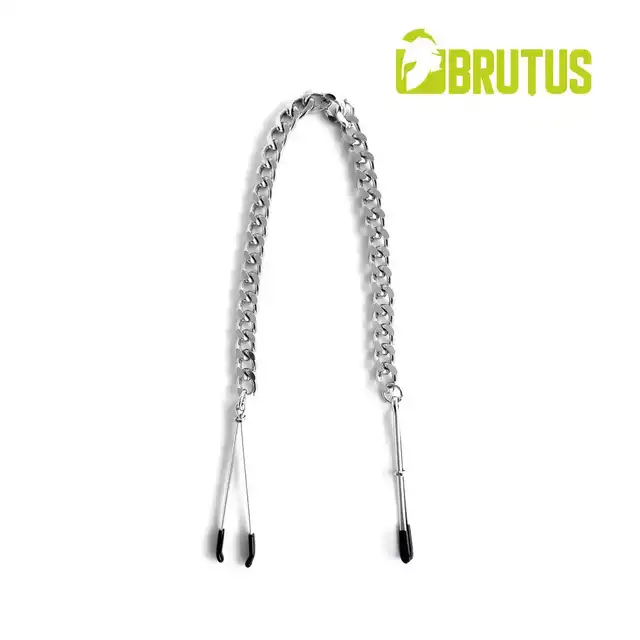 Brutus - Tweezer. Zaciski na sutki z regulowanym uciskiem i solidnym łańcuchem dla miłośników BDSM!