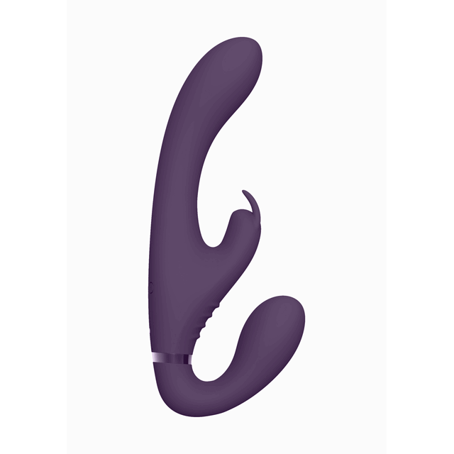 Vive - Suki Vibrating Strapless Strap-on Rabbit Purple. Wibrujący strapon bezuprzężowy, intensywna stymulacja dla obu partnerów 