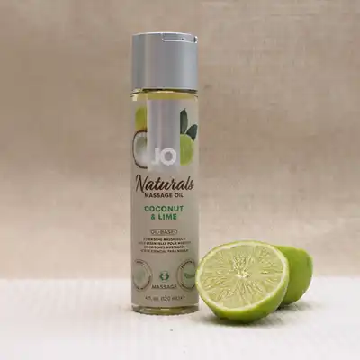 System Jo - Naturals Massage Oil Coconut &amp; Lime 120ml. Aromatyczny wegański olejek do masażu o zapachu kokosa i limonki
