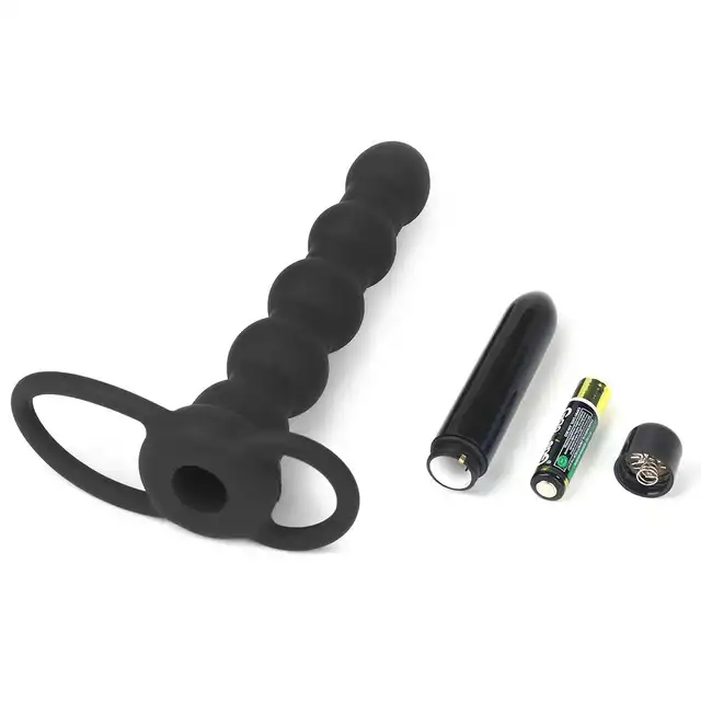 LoveToy - Vibrating Rock Balled Double Prober. Wibrująca silikonowa nakładka z stymulującym trzonem, podwójna penetracja