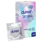 Durex - Invisible Extra Lubricated 10szt. Super cienkie prezerwatywy z dodatkowym żelem nawilżającym, komfortowa bliskość