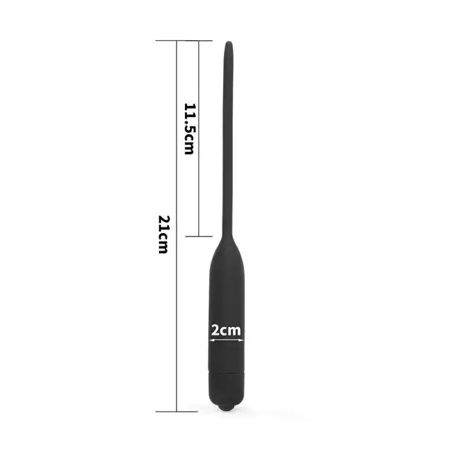 LoveToy - Urethral Dilator Vibrating Black. 10-Stopniowy wibrujący dilator z elastycznym silikonowym trzonem i długą sondą