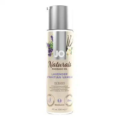 System Jo - Naturals Massage Oil Lavender &amp; Tahitian Vanilla 120ml. Aromatyczny wegański olejek do masażu o zapachu lawendy i wanilii