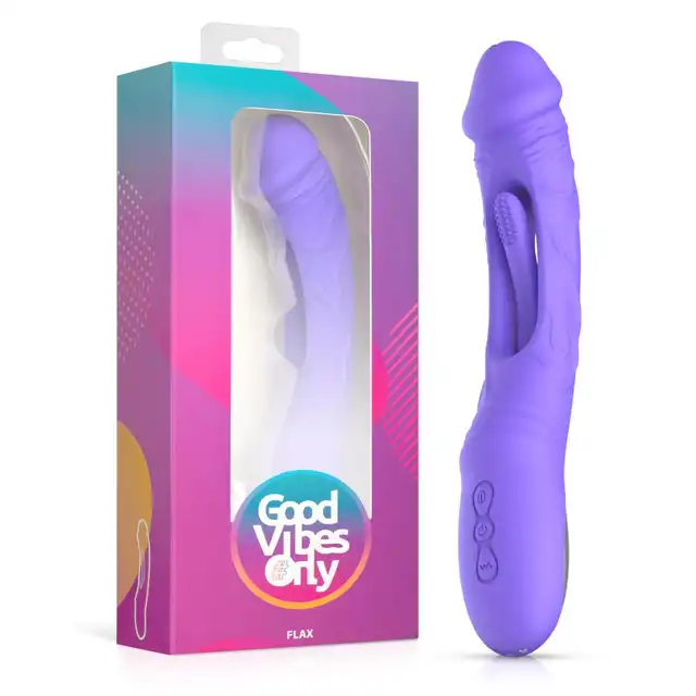 Good Vibes Only - Flax Vibrating Dildo with G-Spot Stimulator. Realistyczny wibrator z funkcją ruchu, stymulacja punktu G
