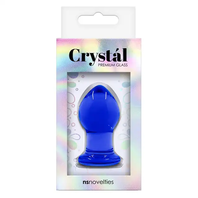 Cristal - Small Glass Plug Blue. Niebieski korek z borokrzemowego szkła, idealny do zabaw temperaturowych