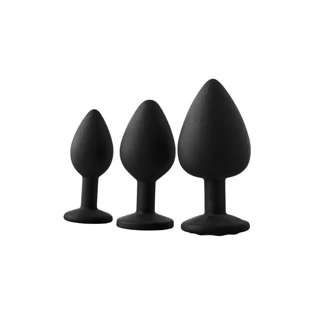 DreamToys - Fantastic Anal Training Kit White Stone. Zestaw korków analnych w trzech rozmiarach, wykonanych z miękkiego silikonu z błyszczącymi kamieniami szlachetnymi