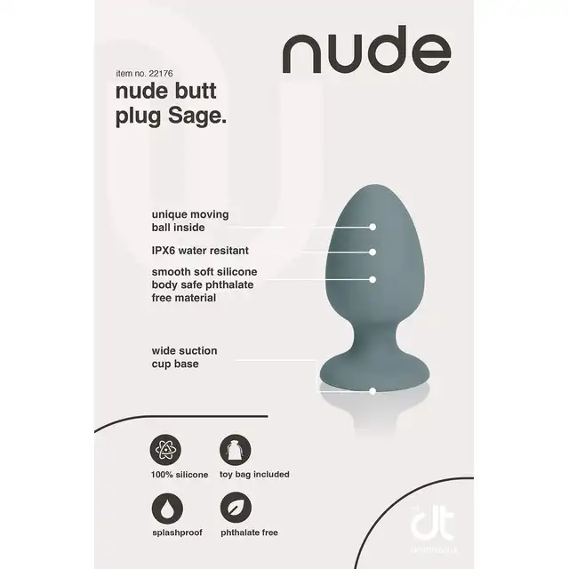 Nude - Sage. Jedwabiście gładki korek analny z ruchomą kulką wewnątrz dla dodatkowej i intensywniejszej stymulacji