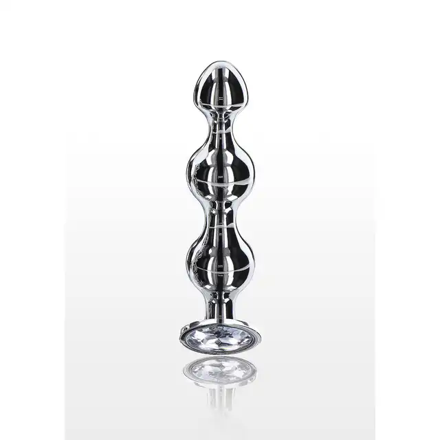 ToyJoy - Diamond Star Beads L. Korek analny z trzema stymulacyjnymi koralikami i podstawą ozdobioną srebrnym klejnotem