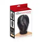 Fetish Tentation - BDSM Hood Mask. Czarna, wykonana ze sztucznej skóry wiązana maska BDSM. Doskonała dla uległego