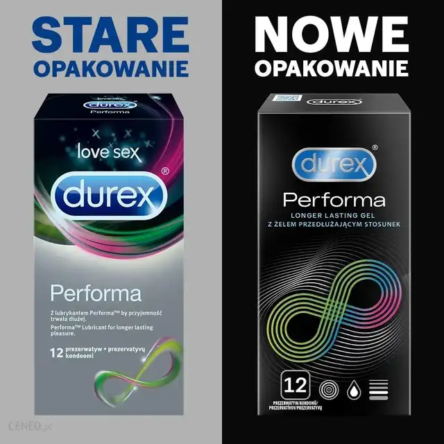 Durex - Performa 12 szt. Prezerwatywy przedłużające stosunek, naturalna guma lateksowa z wydłużoną przyjemnością ze zbliżenia