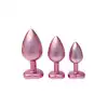 Dream Toys - Gleaming Love Pearl Pink Plug Set. Różowy zestaw eleganckich korków analnych z kryształkiem w kształcie serca
