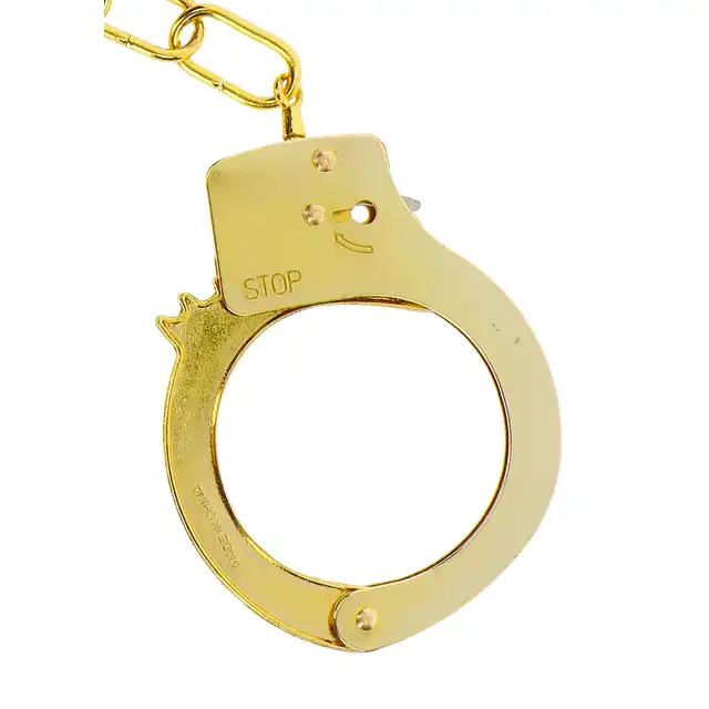 ToyJoy - Gold Handcuffs. Klasyczne metalowe kajdanki w złotym kolorze, w zestawie 2 kluczyki
