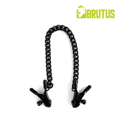Brutus - BITE Czarny. Ciężkie zaciski na sutki z regulacją i wytrzymałym łańcuchem dla intensywnej stymulacji!