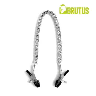 Brutus - Crocodle. Srebrne zaciski na sutki z regulowanym naciskiem i wytrzymałym łańcuchem dla pasjonatów BDSM!
