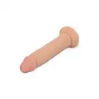 EasyToys - Dildo Without Balls 22.5 cm Beige. Długie, beżowe dildo z przyssawką, o prostym trzonie i żylastej teksturze