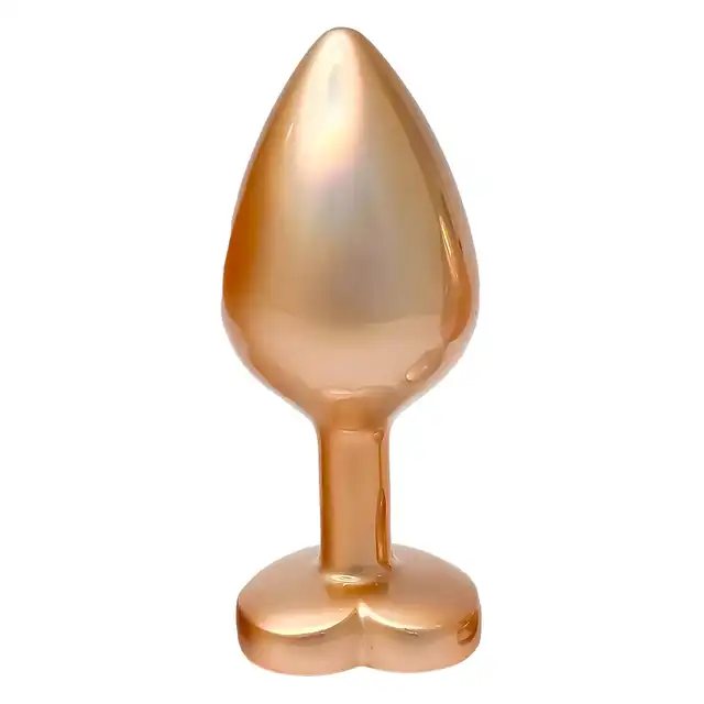 Dream Toys - Gleaming Love Pearl Gold Plug Medium. Złoty elegancki korek analny z kryształkiem w kształcie serca