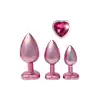 Dream Toys - Gleaming Love Pearl Pink Plug Set. Różowy zestaw eleganckich korków analnych z kryształkiem w kształcie serca