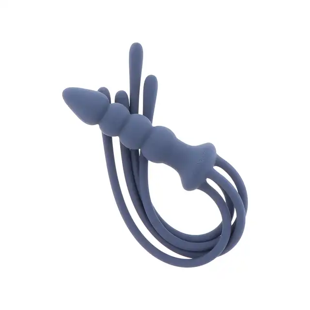 Taboom - Silicone Whip and Plug Blue. Innowacyjny duet, łączący elastyczny pejcz z korkiem analnym, oferujący wszechstronność i intensywne doznania