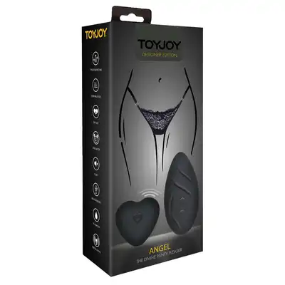 ToyJoy - Angel Panty Vibe. Elegancki zestaw zawierający koronkowe majteczki, wibrujący stymulator do łechtaczki, sterowanie na pilota