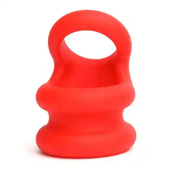 Sport Fucker – Liquid Silicone Switch Hitter. Wszechstronny pierścień na penisa i streczer na jądra z miękkiego silikonu w kolorze czerwonym