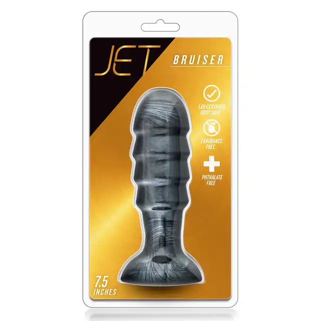 Blush - Jet Bruiser Carbon Metallic Black. Zaawansowany korek analny o kształcie pocisku, wykonany z bezpiecznego PVC o metalicznym wykończeniu