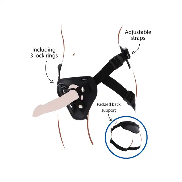 Get Real - Strap-On Full Cover Harness. Luksusowa uprząż z wyściełaną przednią poduszką, regulowanymi paskami i silikonowymi pierścieniami, która zapewnia doskonałe dopasowanie