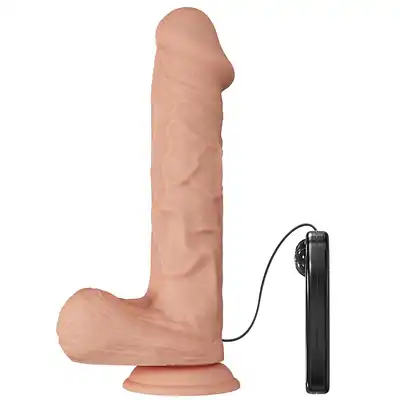 Baile - Beautiful Bergrisi Vibrator 10,2". Realistyczne, żylasty wibrator z jądrami i zarysowaną żołędzią. Podwójny, elastyczny materiał doskonale imituje ludzką skórę