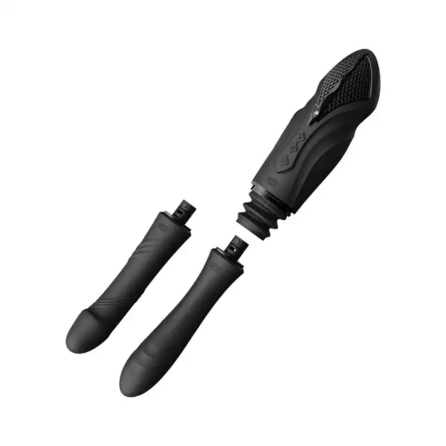 Zalo - Sesh Black. Ruchomy wibrator podgrzewany, z wymiennymi końcówkami i pilotem, inspirowany egipską wężową boginią