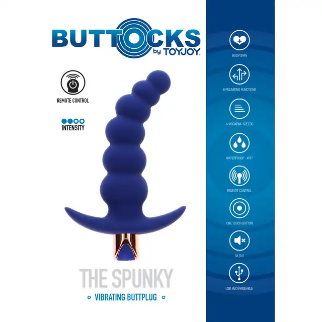Buttocks - The Spunky Buttplug. Wibrujący korek analny z 6 trybami i 4 prędkościami wibracji, sterowany pilota, który dostarcza głębokich, dudniących wrażeń