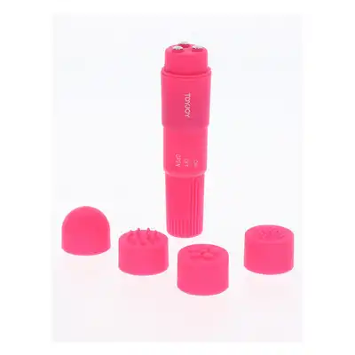 ToyJoy - Funky Vibrette Pink. Mini wibrator do łechtaczki z 4 wymiennymi końcówkami stymulującymi