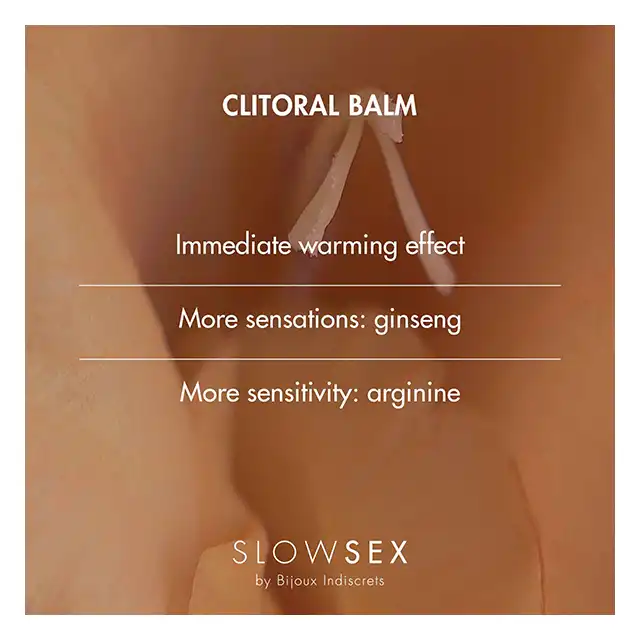 Bijoux Indiscrets - Slow Sex Clitoral Balm 10 ml. Rozgrzewający balsam do łechtaczki z żeń-szeniem  i arganiną. Doskonale poprawia ukrwienie i wzmacnia doznania