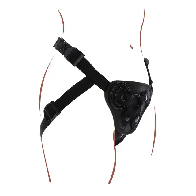 Get Real - Strap-On Harness O/S. Wygodna uprząż z regulowanymi paskami, wyściełaną przednią poduszką, trzema silikonowymi pierścieniami