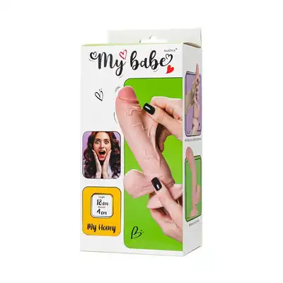 Toyfa -  Dildo My babe by RealStick My Honey 18cm. Realistyczne grube dildo z ruchomą skórą i mocną przyssawką, delikatne wygięcie