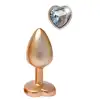 Dream Toys - Gleaming Love Pearl Gold Plug Small. Złoty elegancki korek analny o niedużym rozmiarze z kryształkiem w kształcie serca