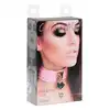 Kinky Diva - Heart Lock &amp; Key Collar Pink/Gold. Słodka różowa obroża ze złotymi elementami, symbol oddania z odrobiną elegancji