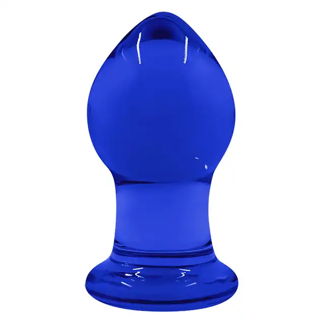 Cristal - Small Glass Plug Blue. Niebieski korek z borokrzemowego szkła, idealny do zabaw temperaturowych