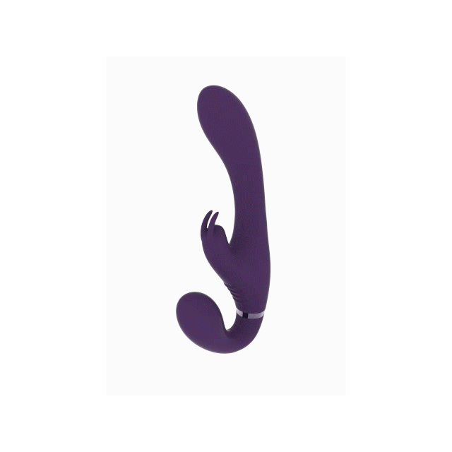 Vive - Suki Vibrating Strapless Strap-on Rabbit Purple. Wibrujący strapon bezuprzężowy, intensywna stymulacja dla obu partnerów 