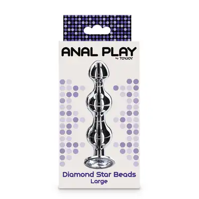 ToyJoy - Diamond Star Beads L. Korek analny z trzema stymulacyjnymi koralikami i podstawą ozdobioną srebrnym klejnotem