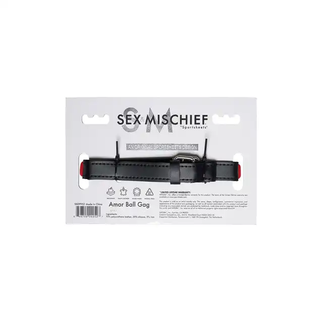 Sportsheets - SM Amour Ball Gag Red. Oddychający knebel kulkowy w kształcie serca dla miłośników BDSM